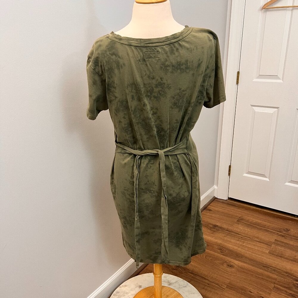 PACT Short Sleeve Tie Waist Dress Women's XL Green Tie Dye Organic Cotton - Picture 11 of 12